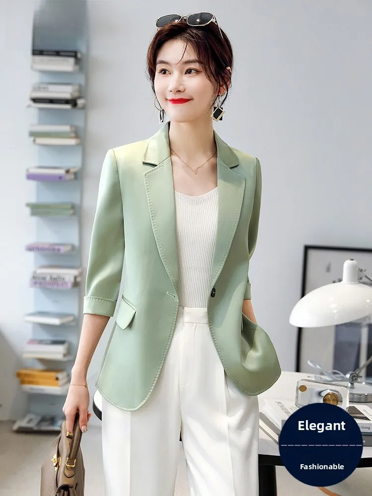 Acetate Green Women's Thin Summer Suit Jacket Casual Short Sleeve Shirt Style Comfortable Fit Fashionable Color Block Design
Acetate Green Women's Thin Summer Suit Jacket Casual Short Sleeve Shirt Style Comfortable Fit Fashionable Color Block Design