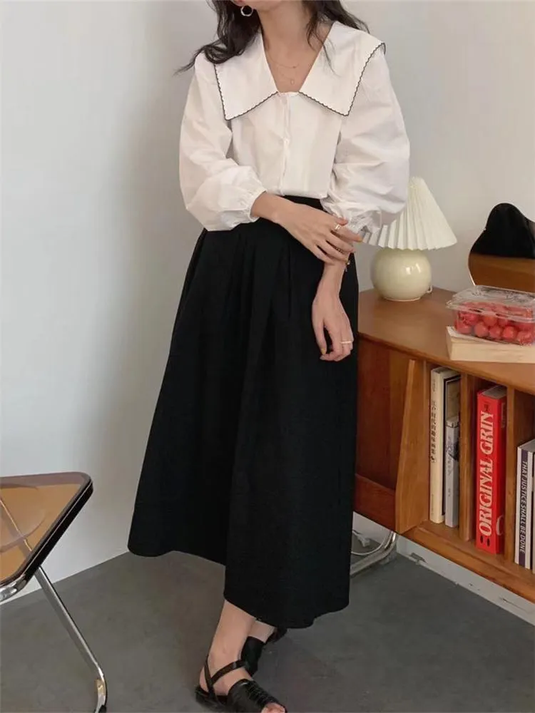 White Casual Long f-length Skirt Women's A-line Pleated Umbrella Skirt High Waist Slimming Summer Commute Sle
White Casual Long f-length Skirt Women's A-line Pleated Umbrella Skirt High Waist Slimming Summer Commute Sle