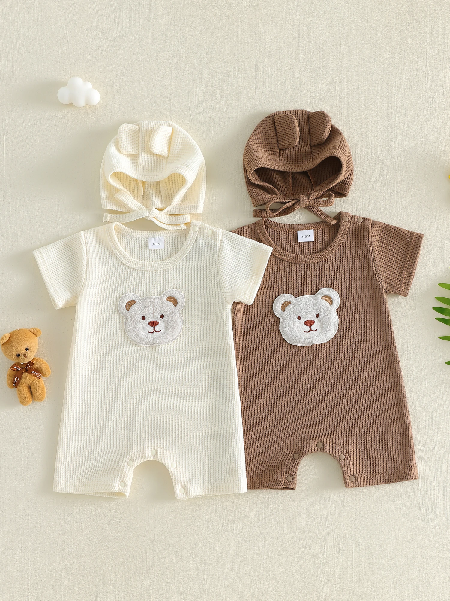 Infant 2-Piece Set Short Sleeve Elephant Print Romper with Matching Sun Hat - Adorable Newborn Summer Outfit
Infant 2-Piece Set Short Sleeve Elephant Print Romper with Matching Sun Hat - Adorable Newborn Summer Outfit