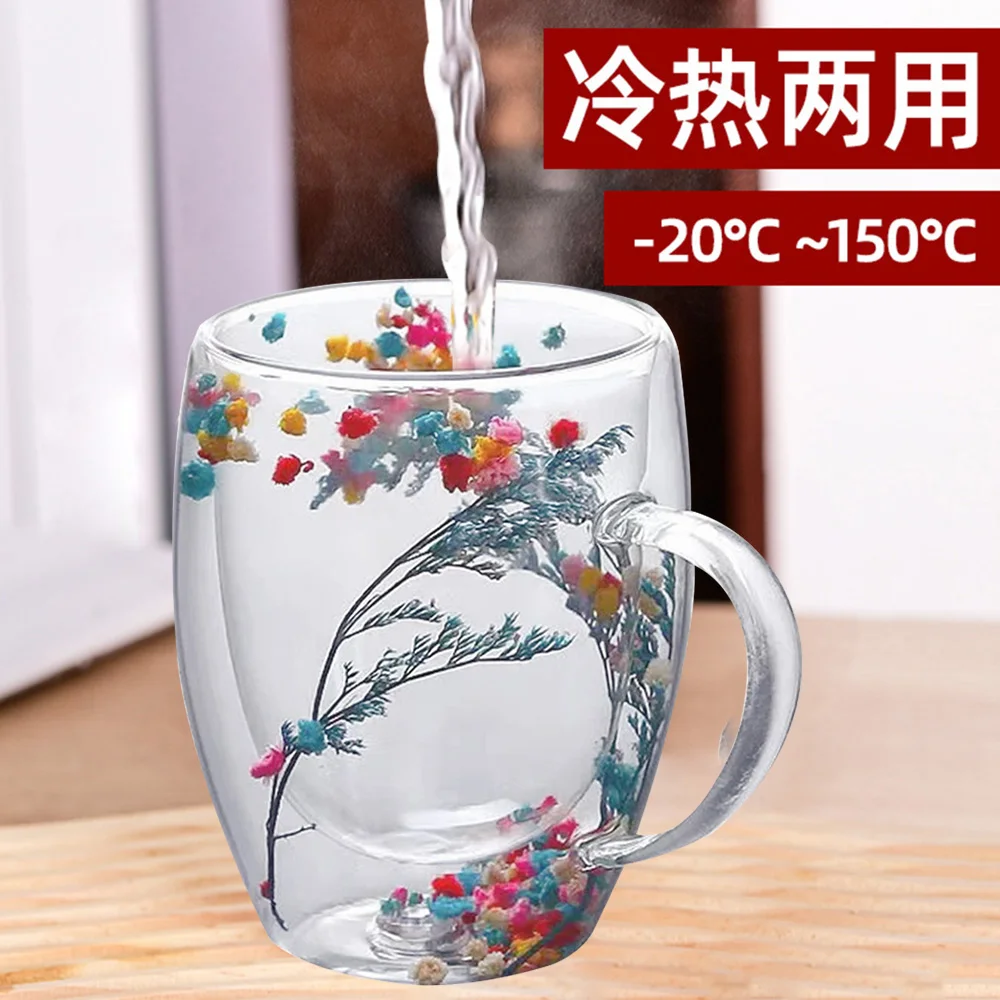YWDL 1/2pcs Fillings Dry Flowers Double Wall Glass Cup With Handle Heat Resistant Tea Coffee Cups Espresso Milk Mug Gift
YWDL 1/2pcs Fillings Dry Flowers Double Wall Glass Cup With Handle Heat Resistant Tea Coffee Cups Espresso Milk Mug Gift
