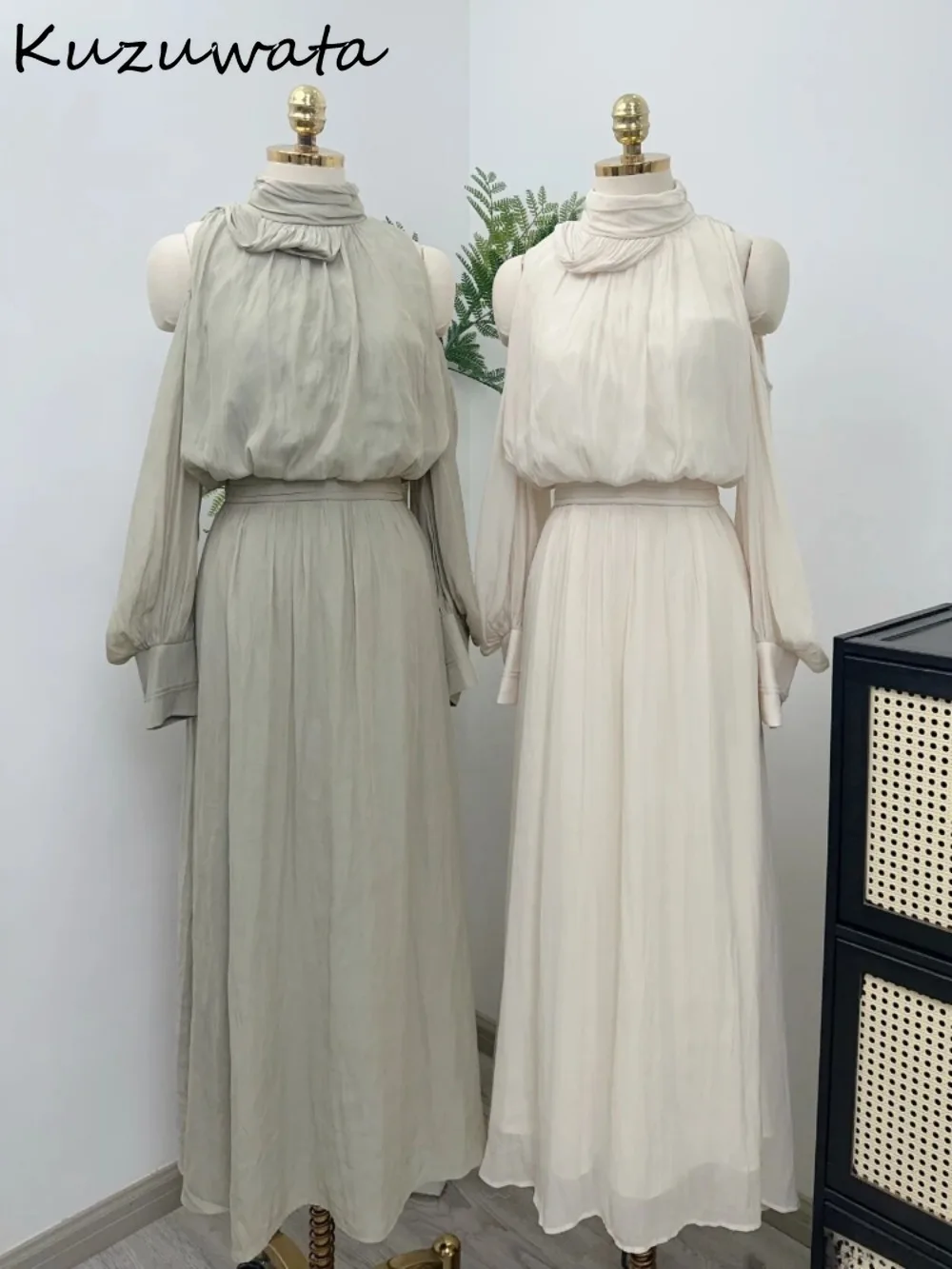 Kuzuwata Exquisite Luxury New Elegant Dress Puff Sleeve Off Shoulder Slim Waist Fresh Robe Japan Solid Chiffon Ruched Vestidos
Kuzuwata Exquisite Luxury New Elegant Dress Puff Sleeve Off Shoulder Slim Waist Fresh Robe Japan Solid Chiffon Ruched Vestidos