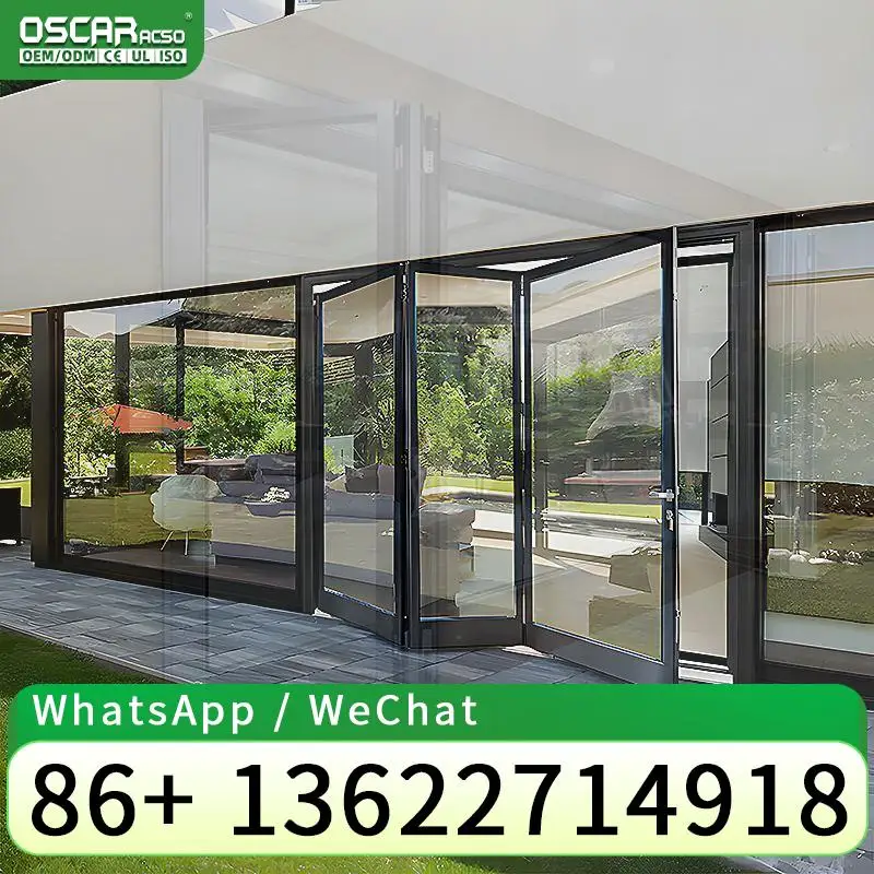 High Track Bi Fold Glass Wall Accordion Patio Door Soundproof Double Glazed Aluminum Foldable Door for Modern US Homes Office Sp
High Track Bi Fold Glass Wall Accordion Patio Door Soundproof Double Glazed Aluminum Foldable Door for Modern US Homes Office Sp