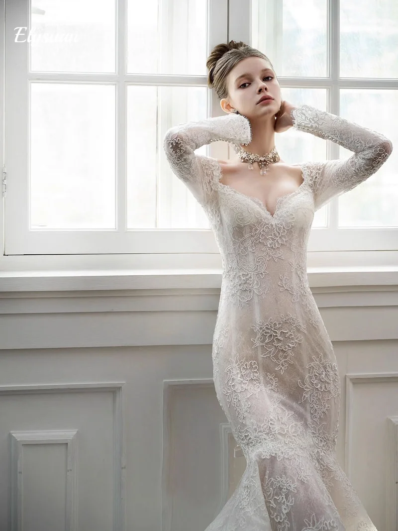 Customized Lace Lace Mermaid Wedding Dress Long-Sleeves Backless Bride Dresses Court Train Wedding Party Dress Bridal Gown
Customized Lace Lace Mermaid Wedding Dress Long-Sleeves Backless Bride Dresses Court Train Wedding Party Dress Bridal Gown