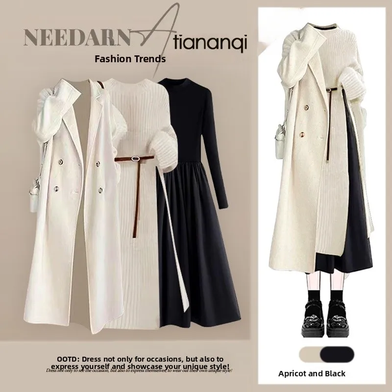 Elegant Long Coat Sweater And Dress Three Piece Set Women's Fashion Autumn Winter Korean Style Atmosphere Sensation Slimming ...
Elegant Long Coat Sweater And Dress Three Piece Set Women's Fashion Autumn Winter Korean Style Atmosphere Sensation Slimming ...