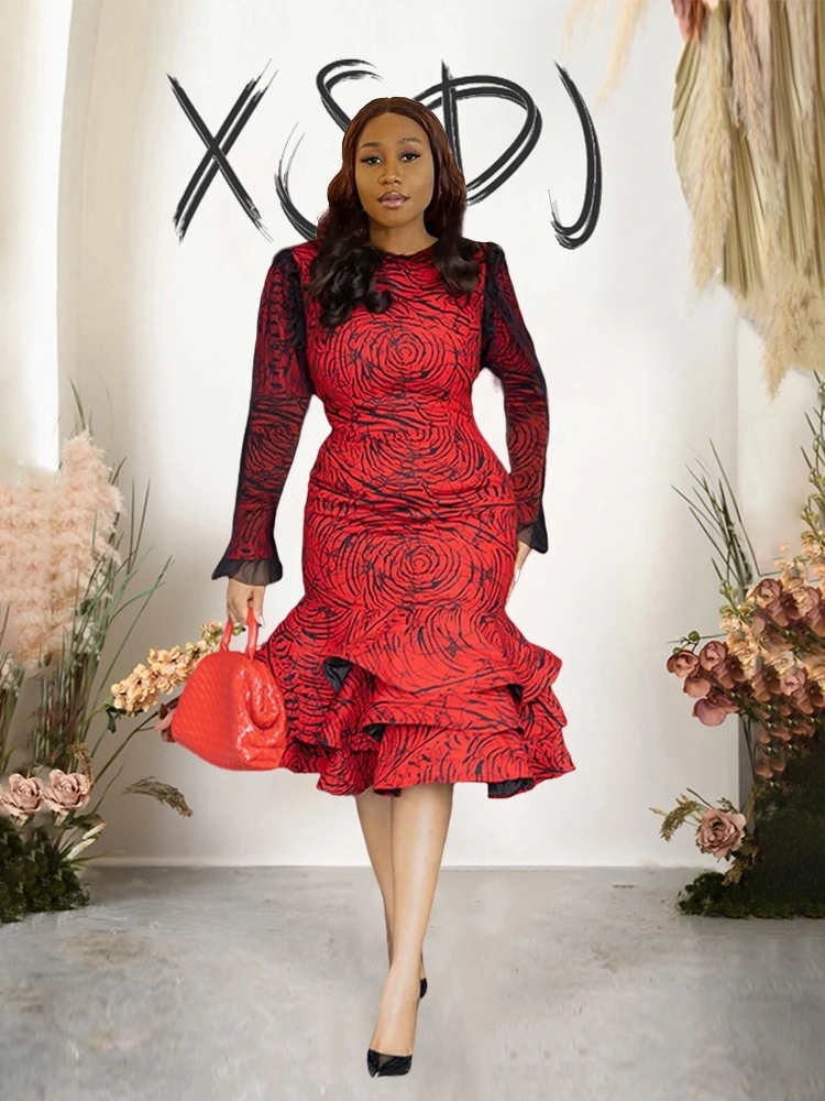 Long Sleeve Midi Dress Woman Ruffled Around Sexy Tight Dress with Lace Sleeves Elegant Party Girl Dress Dropshipping Wholesale
Long Sleeve Midi Dress Woman Ruffled Around Sexy Tight Dress with Lace Sleeves Elegant Party Girl Dress Dropshipping Wholesale