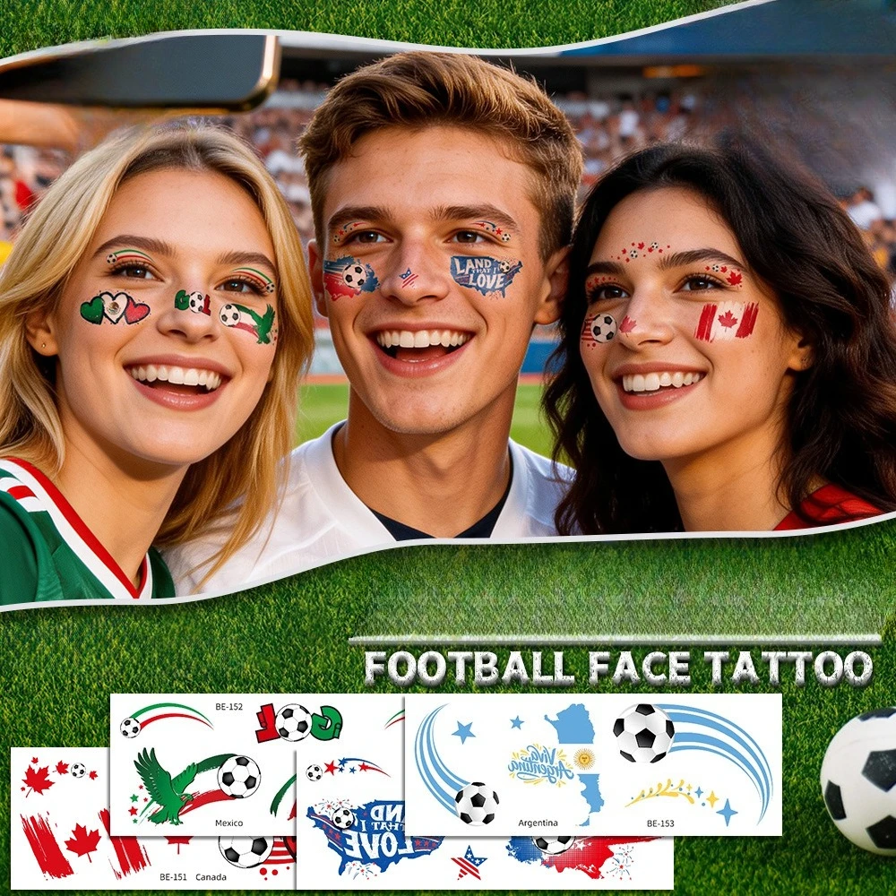 5pcs Football makeup face stickers, fan event temporary tattoo patches, football match party club
5pcs Football makeup face stickers, fan event temporary tattoo patches, football match party club