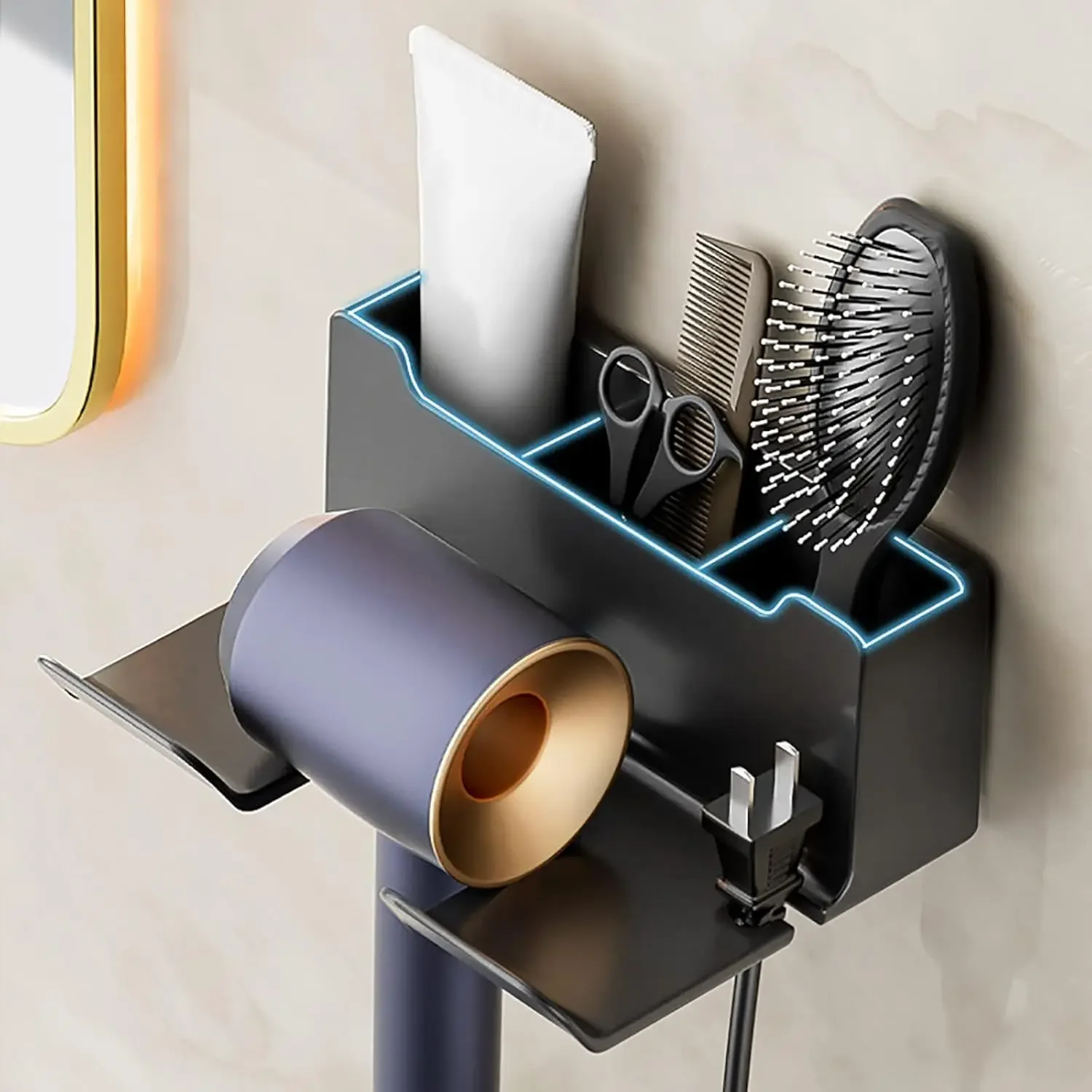 Hair Dryer Holder No Drill Wall Mount Self-Adhesive With Plug Holder Storage Organizer For Bathroom Hotel Barbershop Desk shelf
Hair Dryer Holder No Drill Wall Mount Self-Adhesive With Plug Holder Storage Organizer For Bathroom Hotel Barbershop Desk shelf