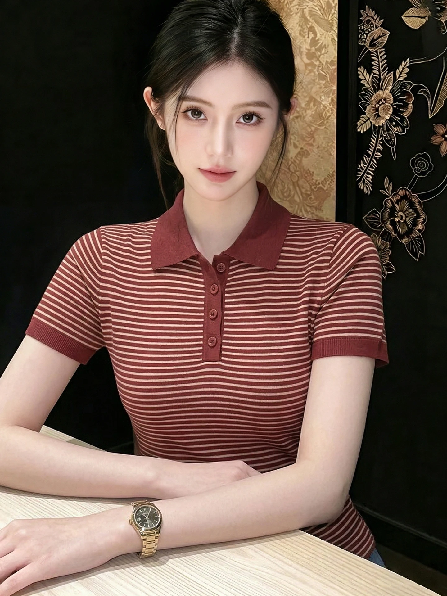 Summer Slim Fit Soft Comfortable Knitted T-Shirt Women's Short Sleeve Striped Top Trendy Design Korean Style Straight Cut
Summer Slim Fit Soft Comfortable Knitted T-Shirt Women's Short Sleeve Striped Top Trendy Design Korean Style Straight Cut