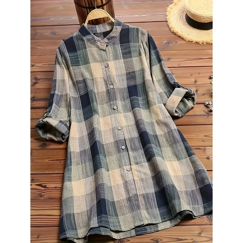 Plus Size New Summer Women’s Colorblock Grid Print Button Up Roll Up Sleeve Blouse Women Fashion Shirt
Plus Size New Summer Women’s Colorblock Grid Print Button Up Roll Up Sleeve Blouse Women Fashion Shirt