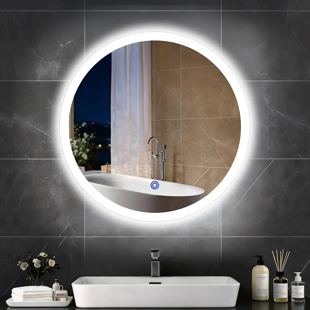 20“ x 20” LED Bathroom Smart Mirror, Round Mirror with Three Color Light Temperature Brightness Settings,Backlit + Front Lit,
20“ x 20” LED Bathroom Smart Mirror, Round Mirror with Three Color Light Temperature Brightness Settings,Backlit + Front Lit,