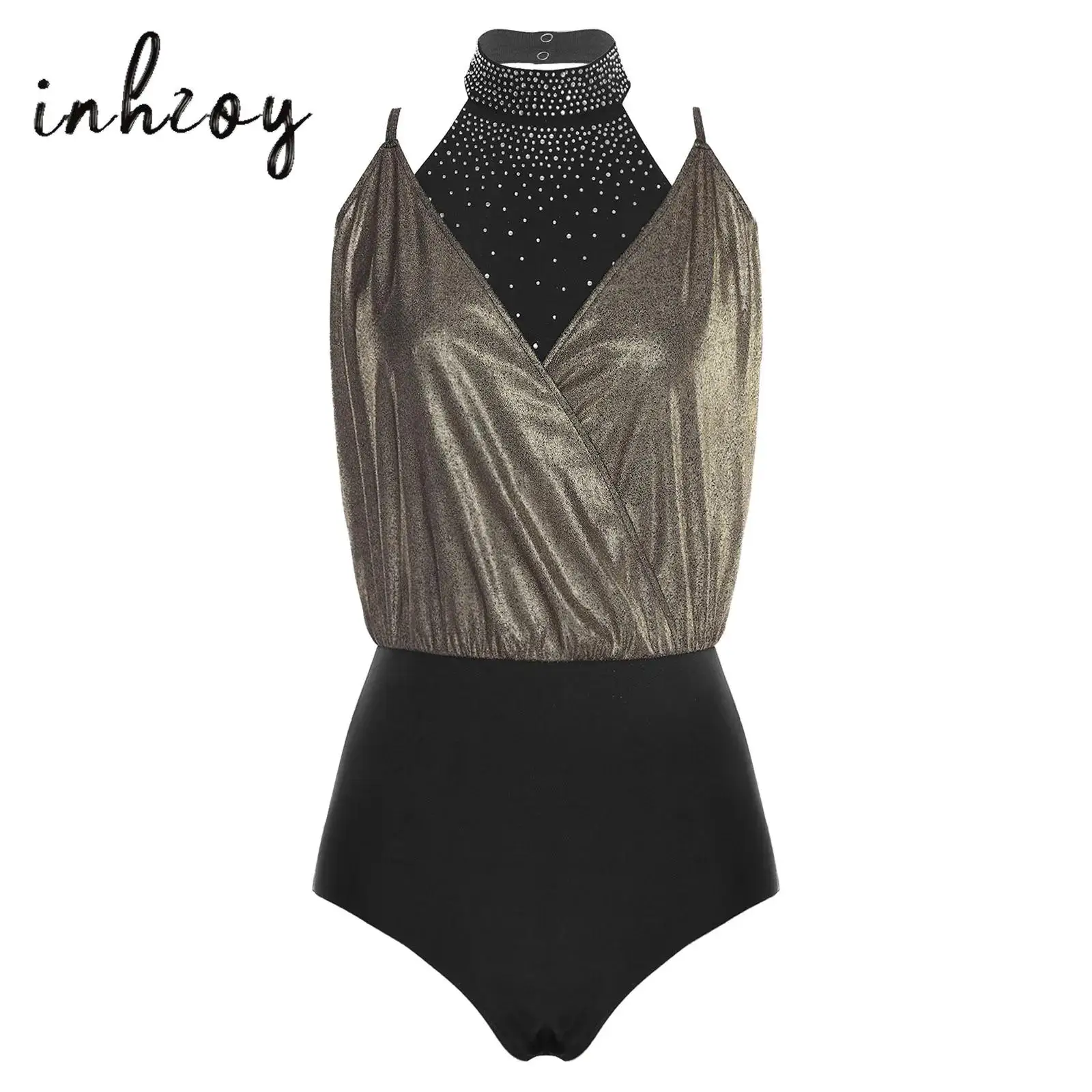 Women Jazz Disco Dance Gymnastics Figure Skating Costume Wrap V-Neck Spaghetti Straps Metallic Bodice Leotard with Halter Vest
Women Jazz Disco Dance Gymnastics Figure Skating Costume Wrap V-Neck Spaghetti Straps Metallic Bodice Leotard with Halter Vest
