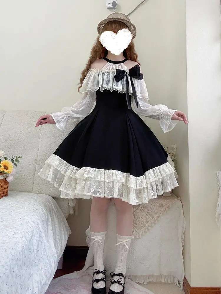 Japanese Sweet Lolita Princess Dress Women Elegant Bow Lace Ruffles Off Shoulder Long Sleeve Party Dresses Girls Gothic Vestidos
Japanese Sweet Lolita Princess Dress Women Elegant Bow Lace Ruffles Off Shoulder Long Sleeve Party Dresses Girls Gothic Vestidos