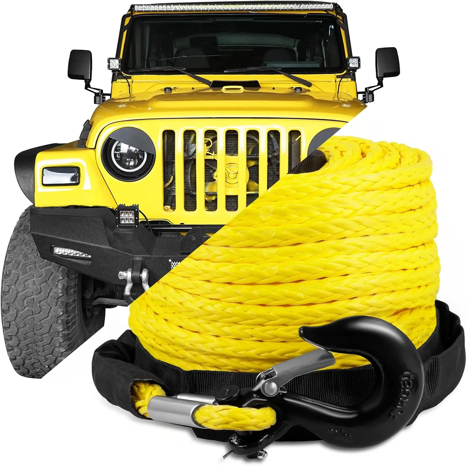 1/2" x 92ft Synthetic Winch Rope, 32000lbs Cable Kit with Protective Sleeve & Heavy Duty Hook for Off Road Trucks ATV SUV
1/2" x 92ft Synthetic Winch Rope, 32000lbs Cable Kit with Protective Sleeve & Heavy Duty Hook for Off Road Trucks ATV SUV