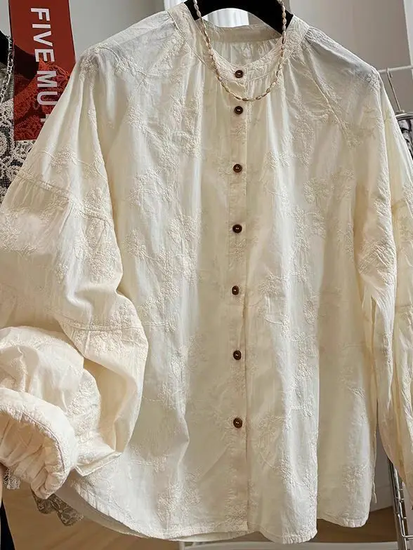 Pure Cotton Embroidered Long Sleeve Shirt Thin Style round Neck Lace Stitch Spring Autumn New Chinese Style Women's Business ...
Pure Cotton Embroidered Long Sleeve Shirt Thin Style round Neck Lace Stitch Spring Autumn New Chinese Style Women's Business ...