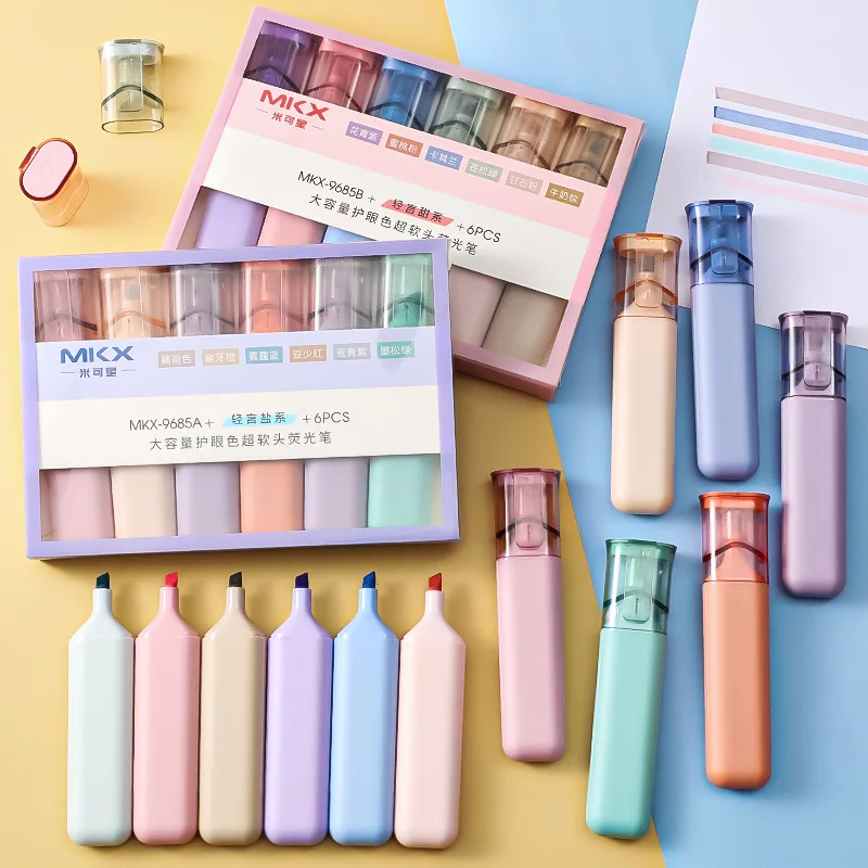 6 box/lot Candy Color Highlighter Pen Set Cute 6 Colors Drawing Marker Pens Office School Writing Supplies Korean Stationery
6 box/lot Candy Color Highlighter Pen Set Cute 6 Colors Drawing Marker Pens Office School Writing Supplies Korean Stationery