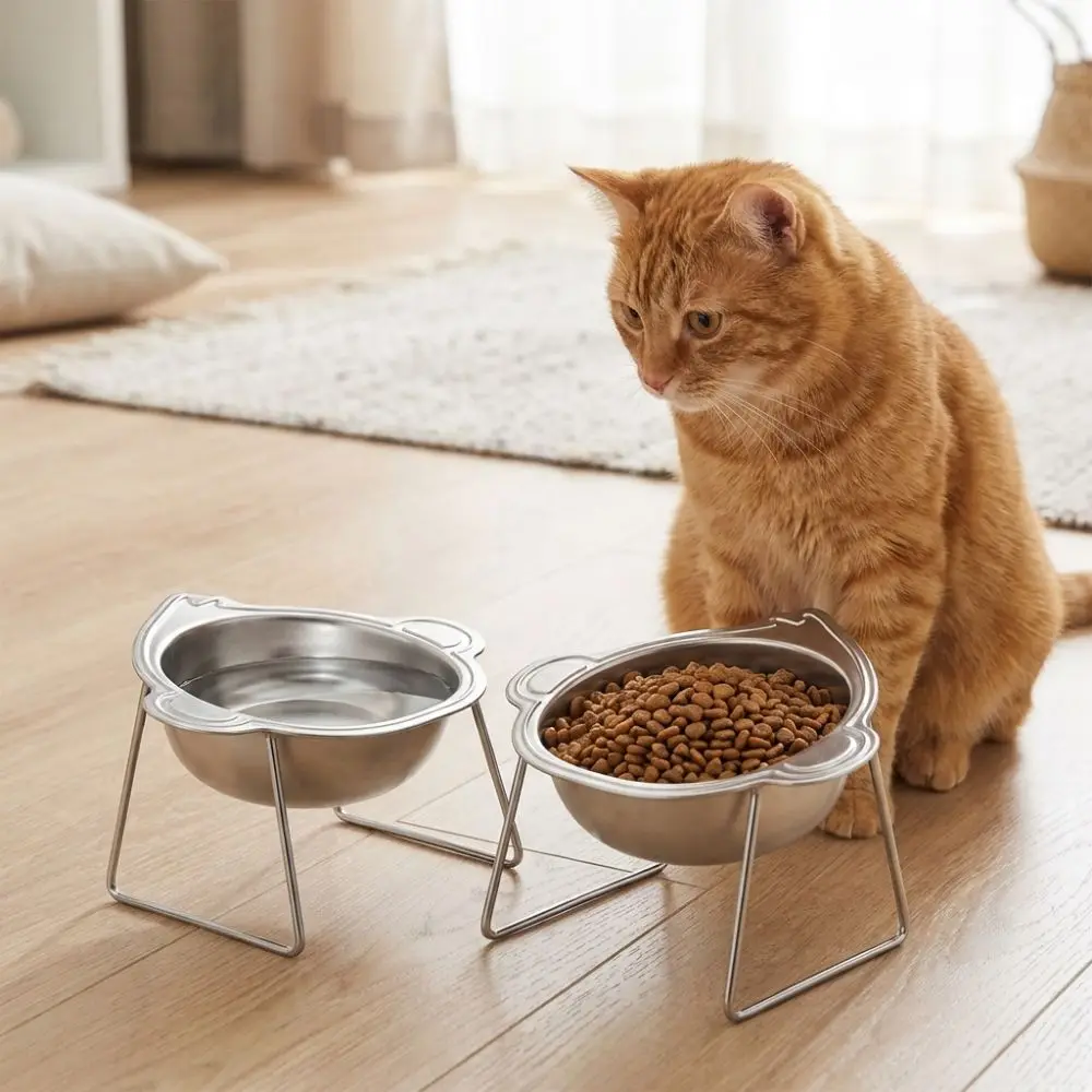 Stainless Steel Raised Cat Bowls 15 Degree Inclined Neck Protection Elevated Pet Bowl Stable Anti-flip Cat Food Water Bowl
Stainless Steel Raised Cat Bowls 15 Degree Inclined Neck Protection Elevated Pet Bowl Stable Anti-flip Cat Food Water Bowl