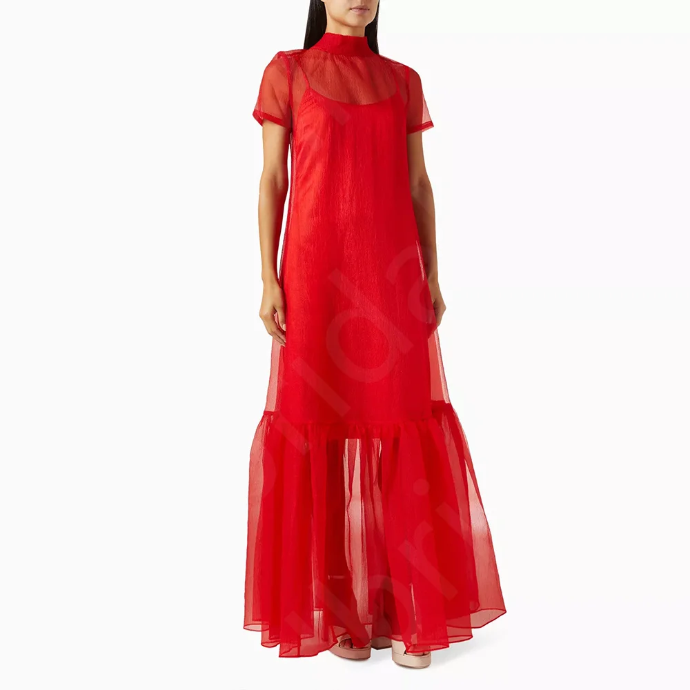 Customized Unique Red Evening Dresses 2025 New Prom Gowns High Collar Short Sleeves Wedding Guest Dresses Bow Back Floor Length
Customized Unique Red Evening Dresses 2025 New Prom Gowns High Collar Short Sleeves Wedding Guest Dresses Bow Back Floor Length