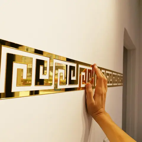 Self Adhesive Waist Line 3D Mirror Sticker 10x10cm DIY Wall Stickers for Living Room Ceiling Edge Strip Corner Line Wall Decor
