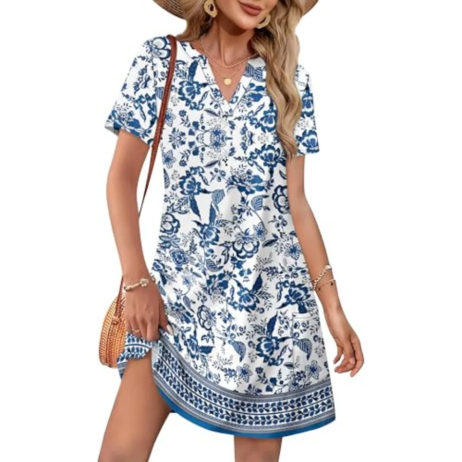 WIHOLL Summer Dresses for Women Casual V Neck Wedding Guest Dress Hawaiian Midi Dress Fashion Beach Vacation Clothes
WIHOLL Summer Dresses for Women Casual V Neck Wedding Guest Dress Hawaiian Midi Dress Fashion Beach Vacation Clothes