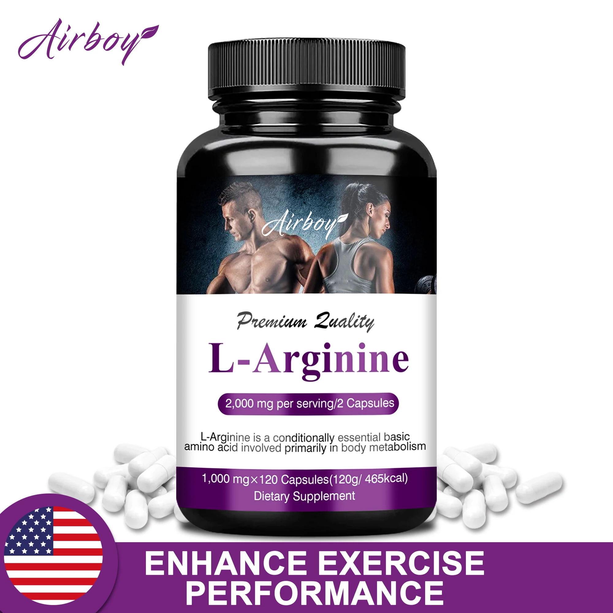 L-Arginine Capsules - Increases Muscle Mass, Muscle Growth, Energy and Endurance Support, Improves Blood Flow, Non-GMO
L-Arginine Capsules - Increases Muscle Mass, Muscle Growth, Energy and Endurance Support, Improves Blood Flow, Non-GMO