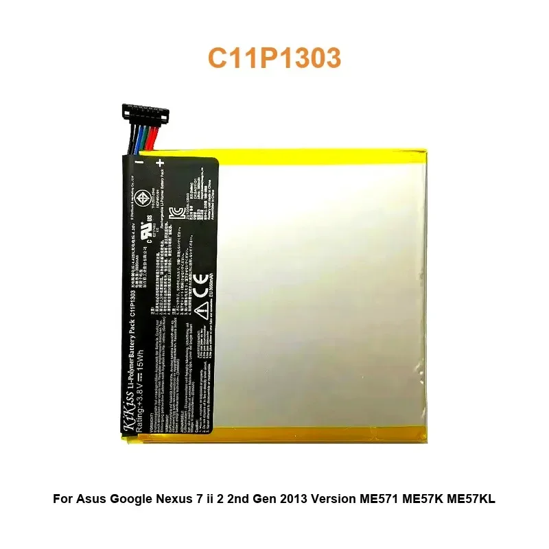 Аккумулятор для планшета Asus Google Nexus 7 ii 2, 2-го поколения 2013, версия ME571 ME57K ME57KL K009 K008 C11P1303, реальная емкость 3950 мАч
Аккумулятор для планшета Asus Google Nexus 7 ii 2, 2-го поколения 2013, версия ME571 ME57K ME57KL K009 K008 C11P1303, реальная емкость 3950 мАч