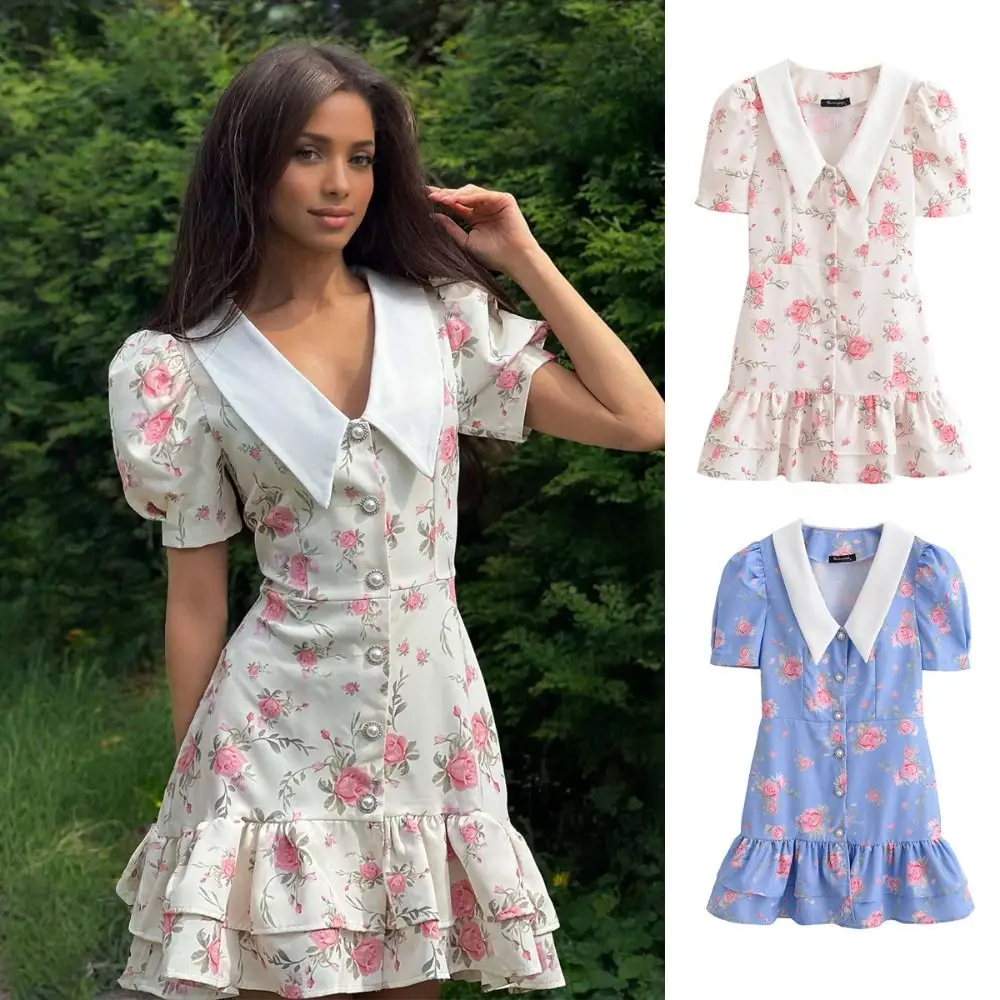 Lovely V-neck Girls Floral Dress Lapel Short Sleeve Children Princess Dress Skirt Ruffle Edge Flower A-line Dress Beach
Lovely V-neck Girls Floral Dress Lapel Short Sleeve Children Princess Dress Skirt Ruffle Edge Flower A-line Dress Beach