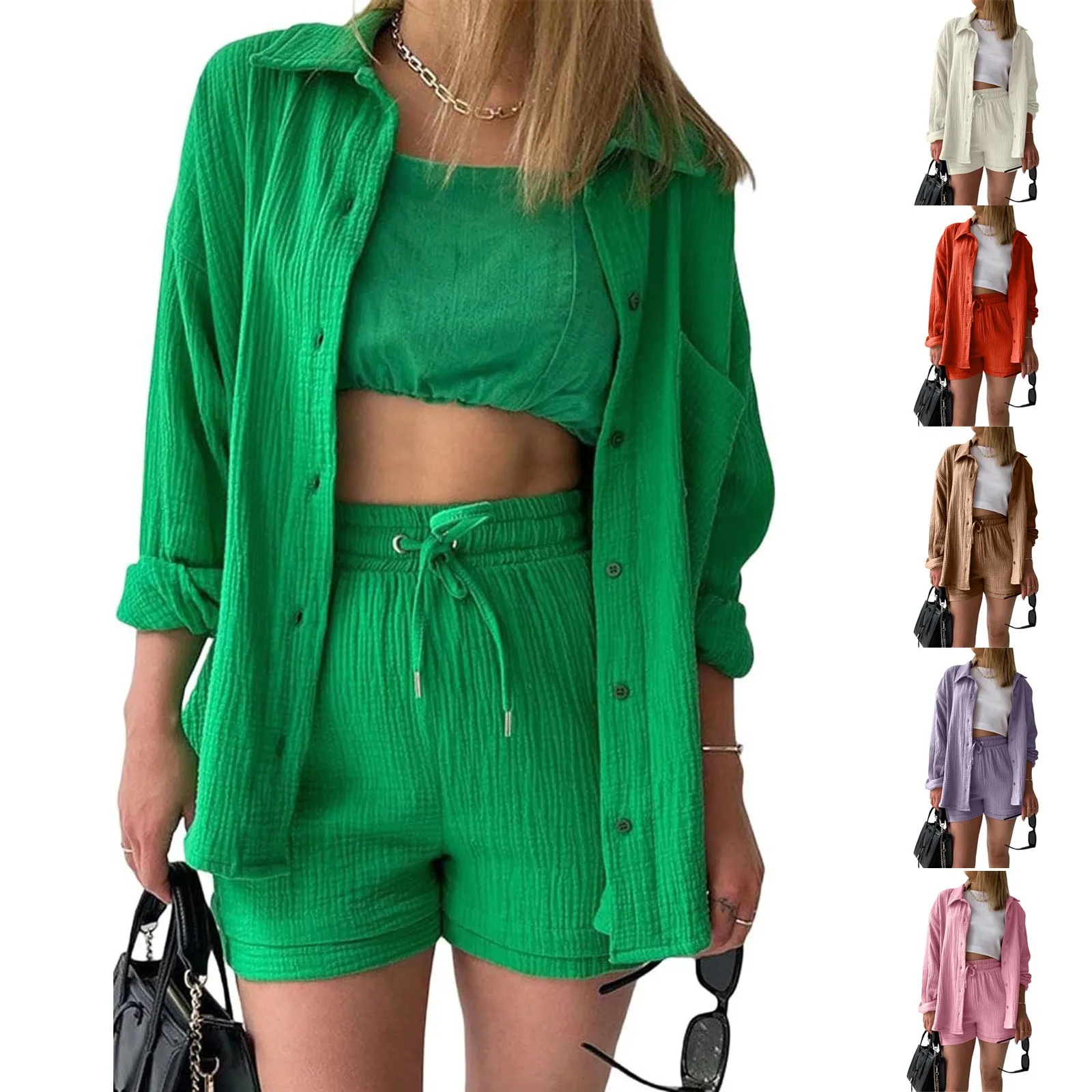 Two Piece Women's Summer Muslin Blouse Shirt And Shorts Clothes Two Piece Set Beach Outfit Set Two Piece Set Women Women Suits
Two Piece Women's Summer Muslin Blouse Shirt And Shorts Clothes Two Piece Set Beach Outfit Set Two Piece Set Women Women Suits