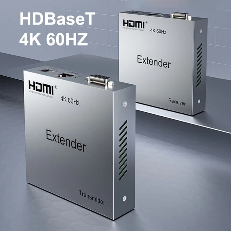 4K 60Hz HDBaseT 100M HDMI Extender Over Cat6a/7 Ethernet Cable Video Transmitter and Receiver RS232 HDCP2.2 for Laptop PC To TV
4K 60Hz HDBaseT 100M HDMI Extender Over Cat6a/7 Ethernet Cable Video Transmitter and Receiver RS232 HDCP2.2 for Laptop PC To TV