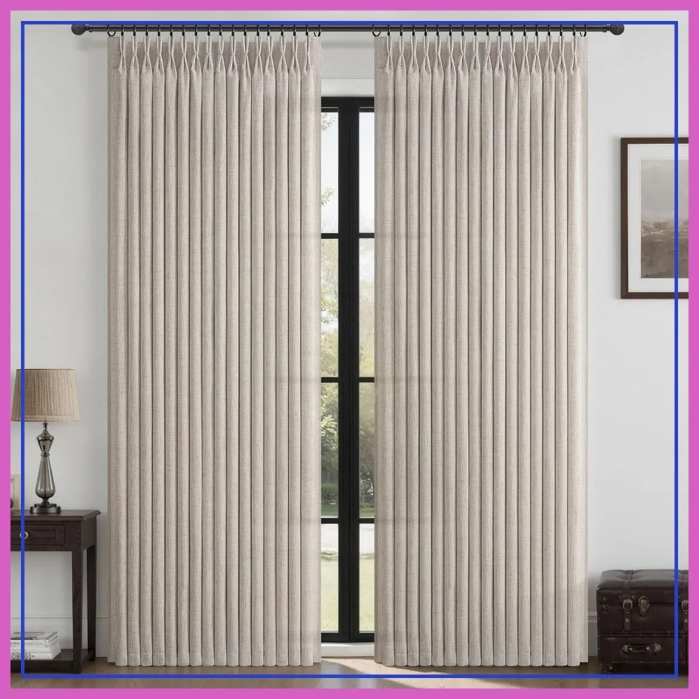 Linen Curtains 96 Inch Length, 2 Panels, Greyish Brown, Light Filtering, Pinch Pleated
Linen Curtains 96 Inch Length, 2 Panels, Greyish Brown, Light Filtering, Pinch Pleated