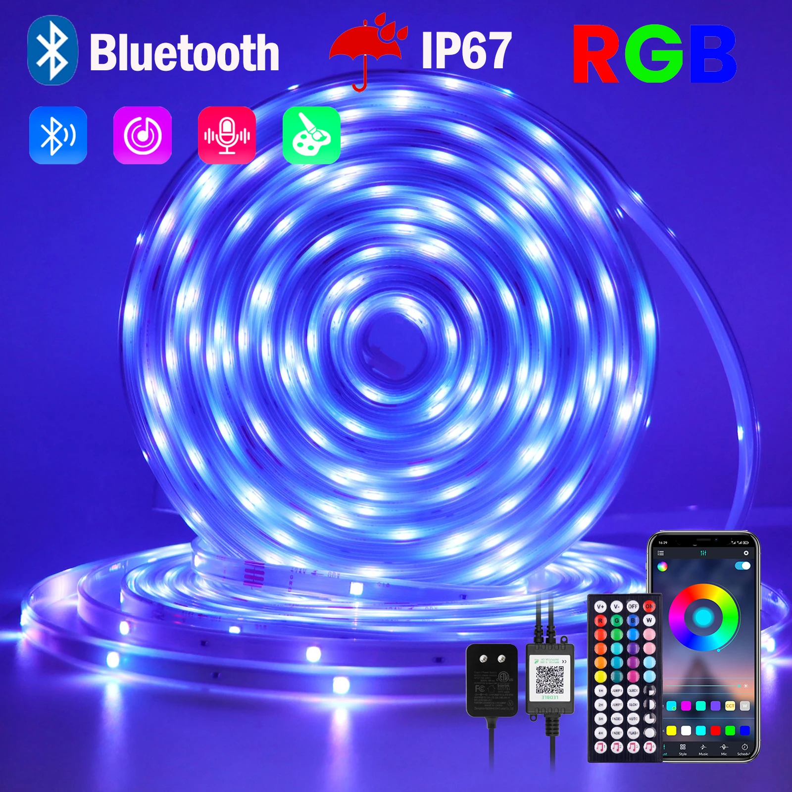 24V Bluetooth RGB LED Strip Light 5M 10M 15M 20M 30M Waterproof Outdoor Flexible LED Tape TV Desktop Backlight EU US UK AU Plug
24V Bluetooth RGB LED Strip Light 5M 10M 15M 20M 30M Waterproof Outdoor Flexible LED Tape TV Desktop Backlight EU US UK AU Plug