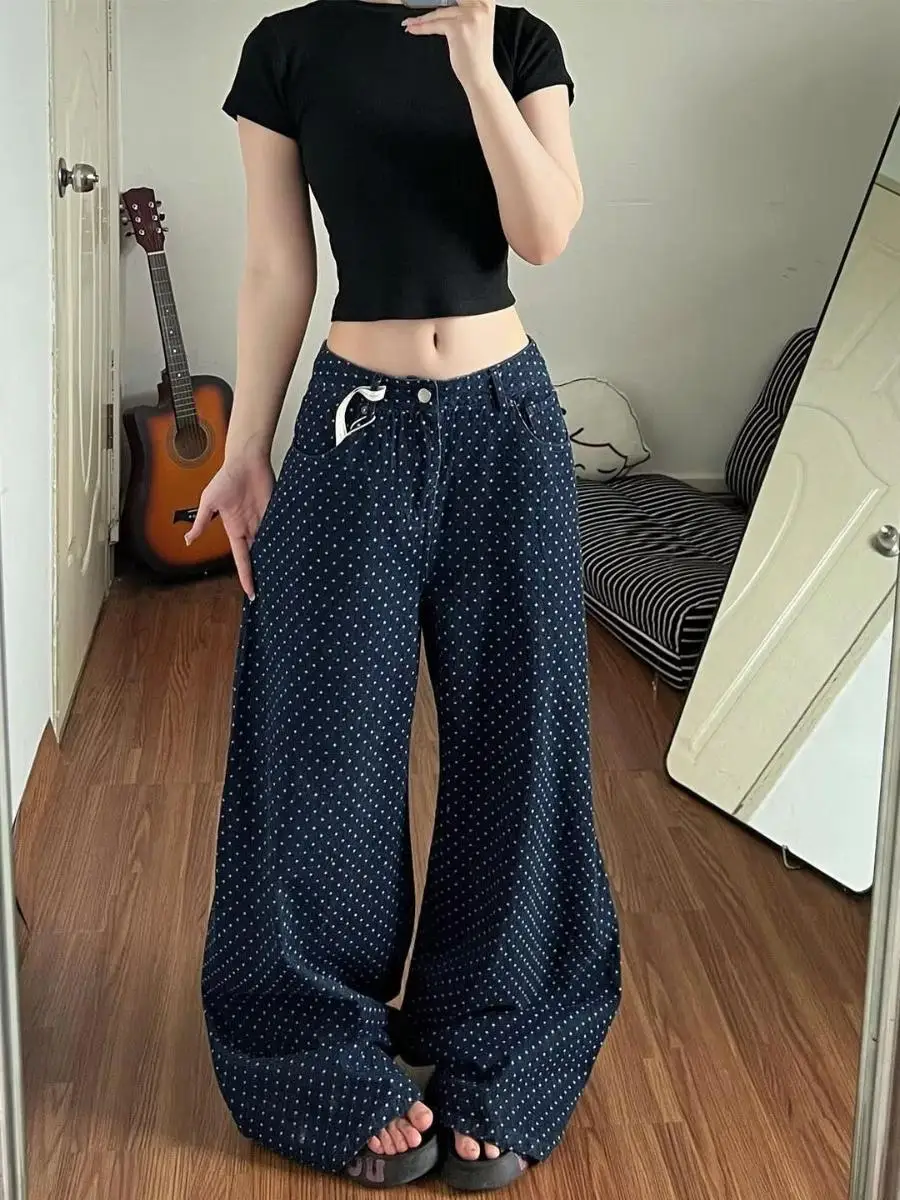 Summer Large Size Men's Loose Straight Leg Denim Pants Vintage American Polka Dot Wide Leg Long Trousers Casual Youth Style
Summer Large Size Men's Loose Straight Leg Denim Pants Vintage American Polka Dot Wide Leg Long Trousers Casual Youth Style