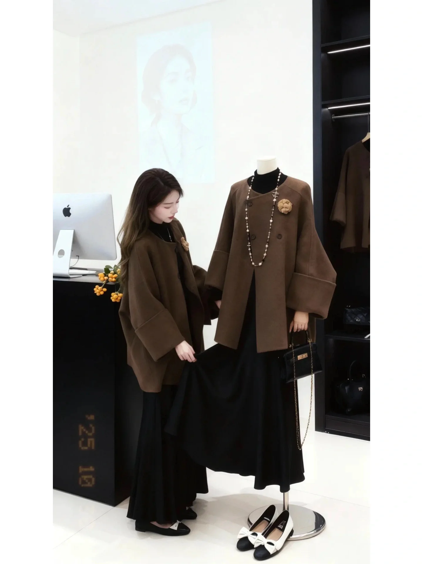 Vintage Gentle Brown Double-breasted Woolen Coat Medium-length High-end Feeling Cote Knot Thi Winter Outerwear
Vintage Gentle Brown Double-breasted Woolen Coat Medium-length High-end Feeling Cote Knot Thi Winter Outerwear