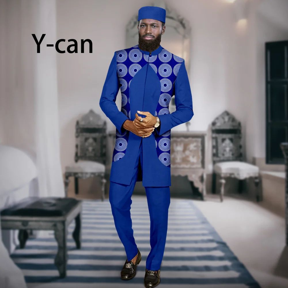 Dashiki Print Bazin Riche Men Suits 3 Piece African Ethnic Style Jacket and Trousers Match Muslim Caps Coat Outfits A2316068
Dashiki Print Bazin Riche Men Suits 3 Piece African Ethnic Style Jacket and Trousers Match Muslim Caps Coat Outfits A2316068