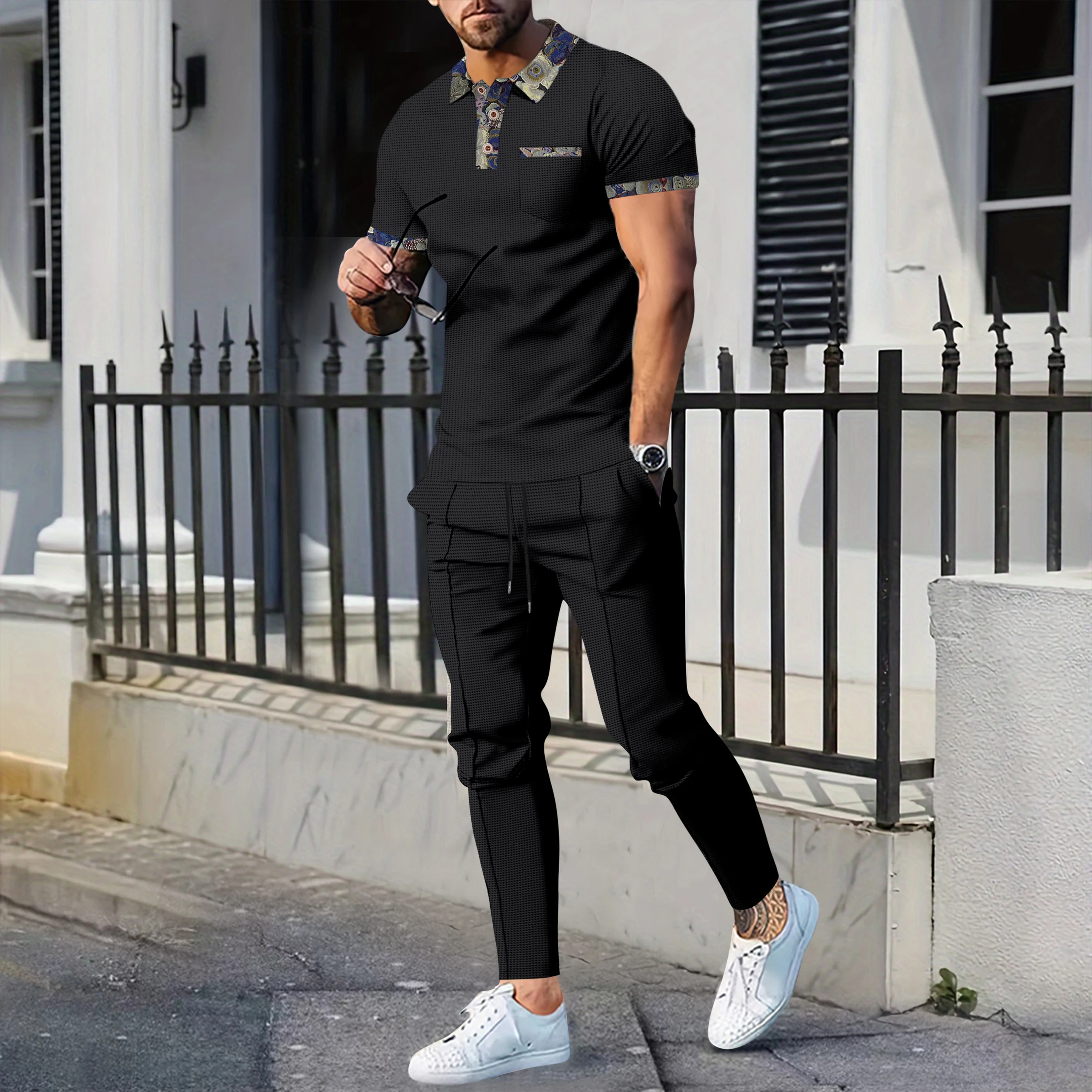 2025 Men's new youth waffle collar color matching pocket short sleeve pants leisure outdoor sports suit
2025 Men's new youth waffle collar color matching pocket short sleeve pants leisure outdoor sports suit