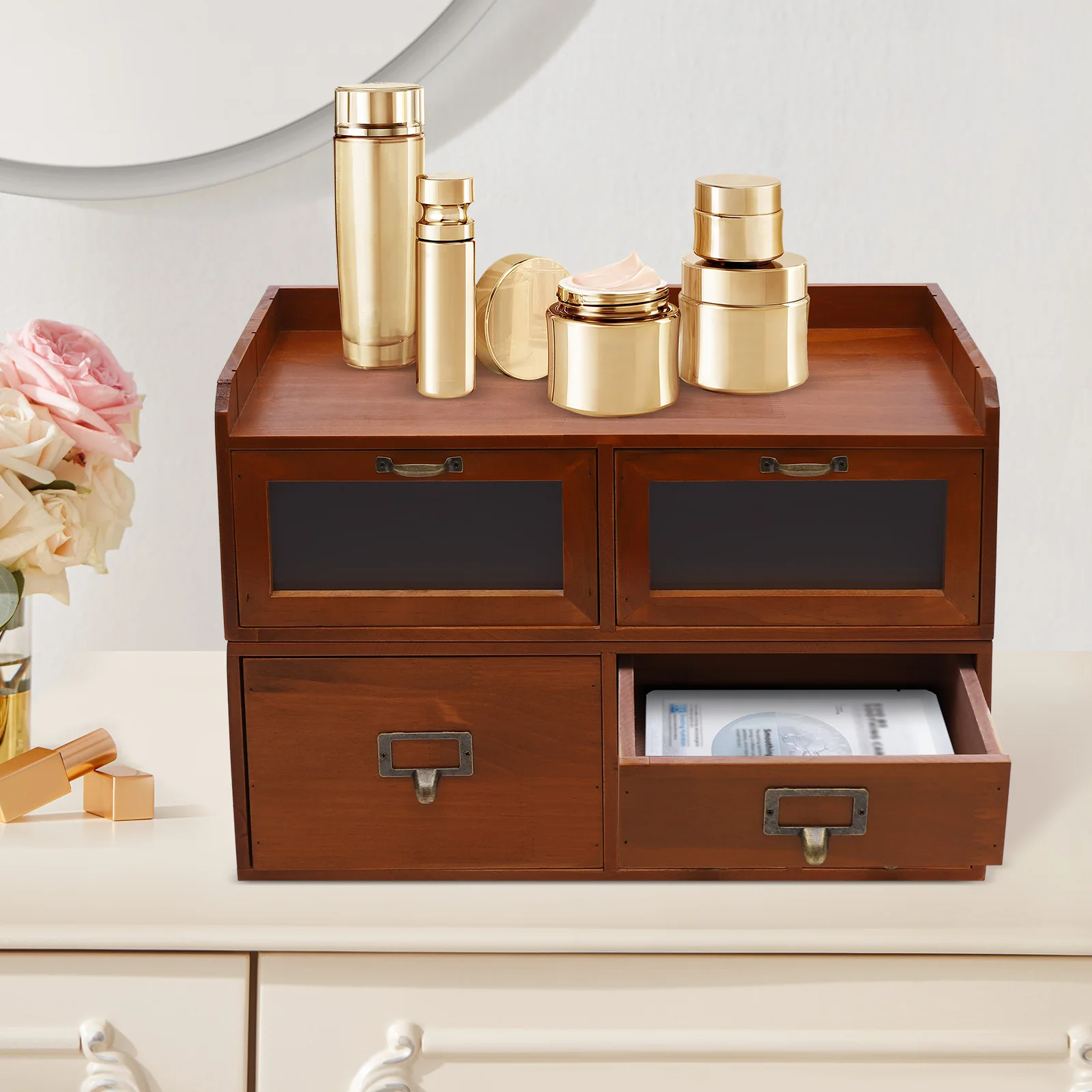 Desktop Organizing Cabinet,6-Drawer Wooden Desktop Storage Box,Office Supplies Organizer Chest,Vintage Drawer Organizer for Desk
Desktop Organizing Cabinet,6-Drawer Wooden Desktop Storage Box,Office Supplies Organizer Chest,Vintage Drawer Organizer for Desk