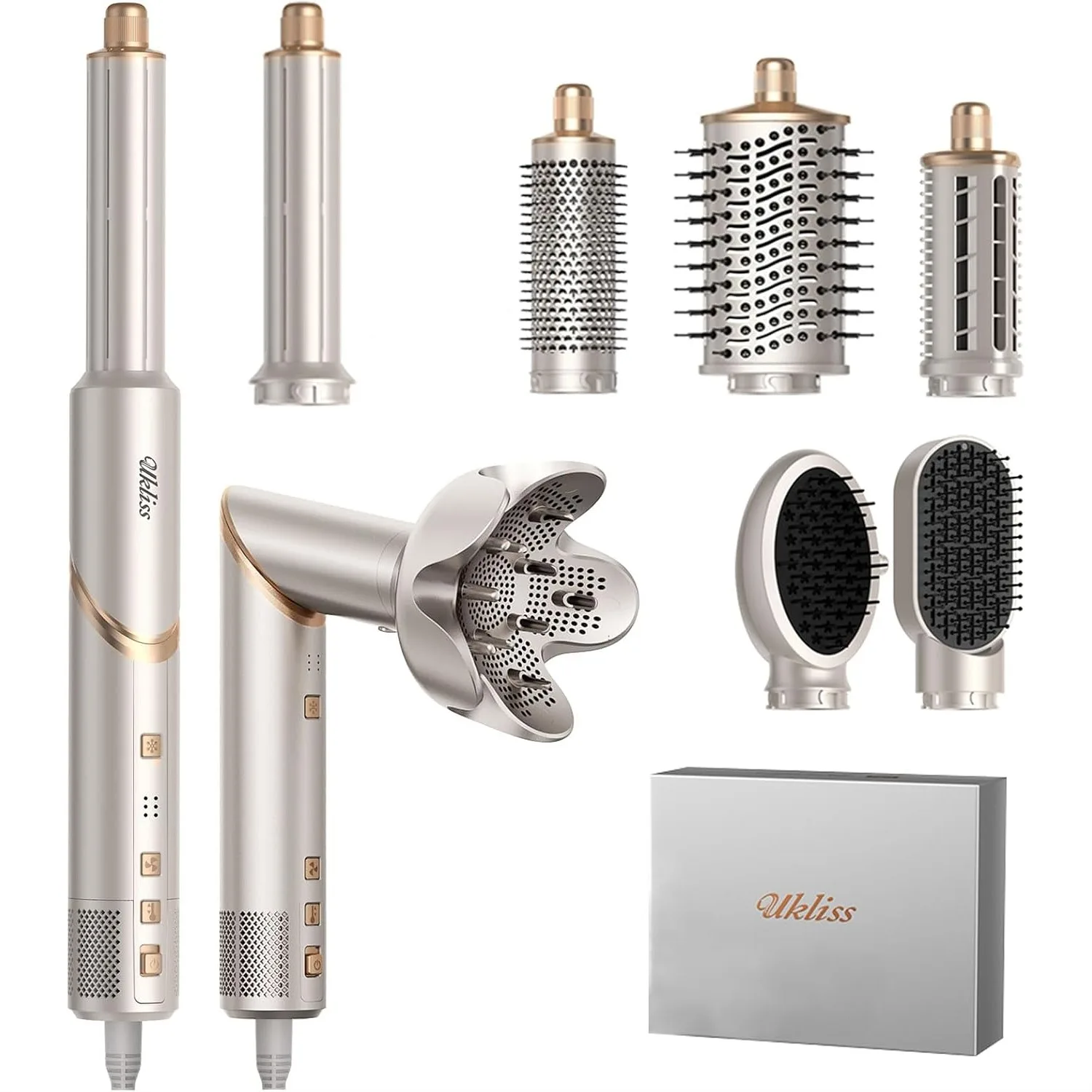 8 in 1 Hair Dryer Brush & Multi Styler Set with Auto-Wrap Curler for Fast Drying Curling Straightening
8 in 1 Hair Dryer Brush & Multi Styler Set with Auto-Wrap Curler for Fast Drying Curling Straightening