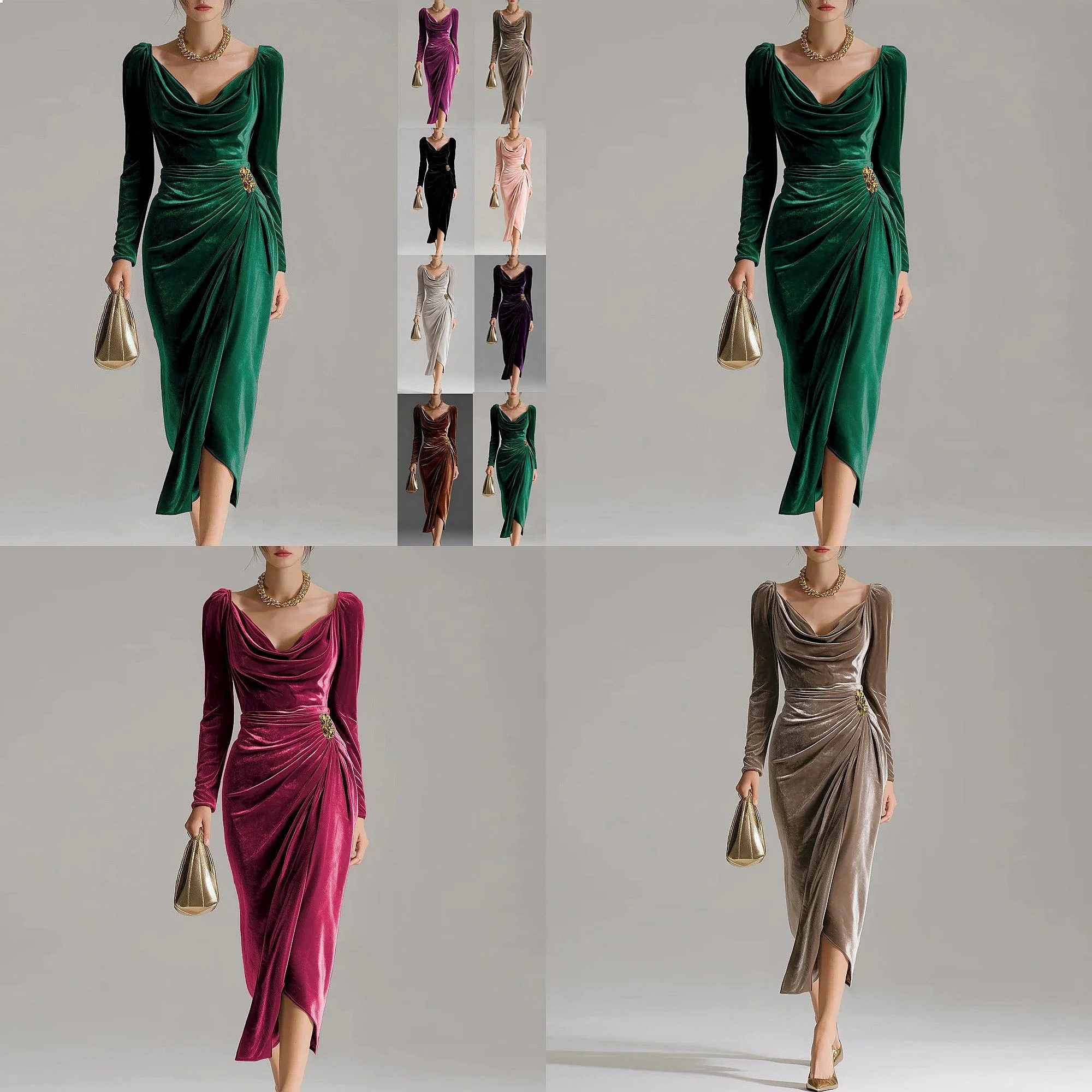 Sexy Velvet Bodycon Dress Long Sleeve Ruched Split Slinky Evening Dresses Spring Summer Women Jumpsuit Matching Set
Sexy Velvet Bodycon Dress Long Sleeve Ruched Split Slinky Evening Dresses Spring Summer Women Jumpsuit Matching Set