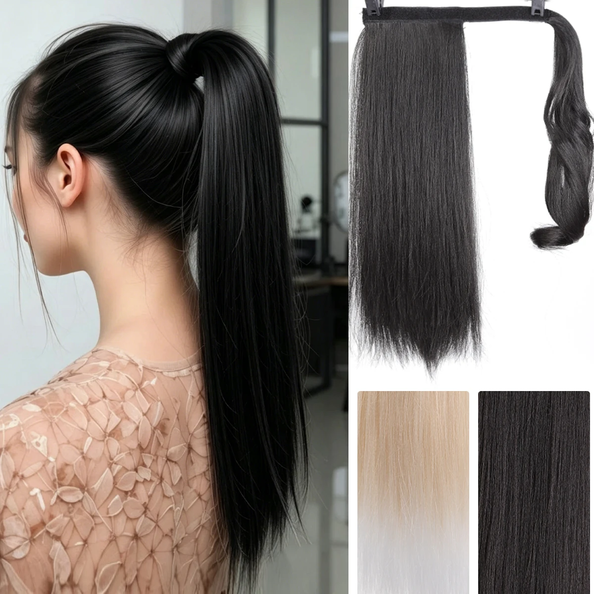 AOSI 16 Inch Wrap Around Synthetic Black Long Straight Ponytail Hair Extensions For Women Heat Resistant Hairpiece
AOSI 16 Inch Wrap Around Synthetic Black Long Straight Ponytail Hair Extensions For Women Heat Resistant Hairpiece