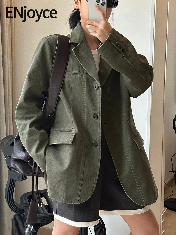 ENjoyce 2024 Spring Women Vintage Washed Old Wide Shoulder Silhouette Suit Blazer Korean Fashion Long Sleeve Jacket Streetwear
ENjoyce 2024 Spring Women Vintage Washed Old Wide Shoulder Silhouette Suit Blazer Korean Fashion Long Sleeve Jacket Streetwear