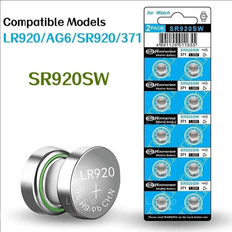 Sr920sw Universal Button Battery, Suitable for Silver Oxide Watches, Quartz Watch, AG6/IR920/171/IR69/371
Sr920sw Universal Button Battery, Suitable for Silver Oxide Watches, Quartz Watch, AG6/IR920/171/IR69/371