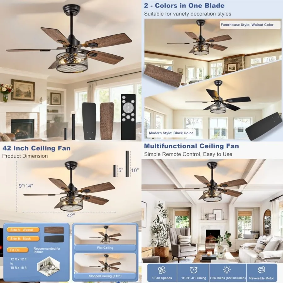 Ceiling Fans with Lights: d Ceiling Fans Dual Finish 5 Blades - Farmhouse Ceiling Fan with Remote Control for Rustic Living Roo
Ceiling Fans with Lights: d Ceiling Fans Dual Finish 5 Blades - Farmhouse Ceiling Fan with Remote Control for Rustic Living Roo