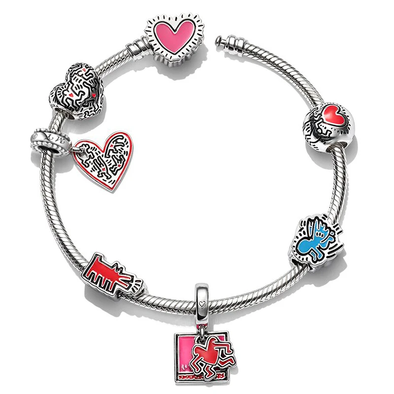 Hip Hop Haring Charms Bracelet Women Men Graffiti Pink Radiant Baby Heart Pendant DIY Barking Dog Beads For Jewelry Making Gifts
Hip Hop Haring Charms Bracelet Women Men Graffiti Pink Radiant Baby Heart Pendant DIY Barking Dog Beads For Jewelry Making Gifts