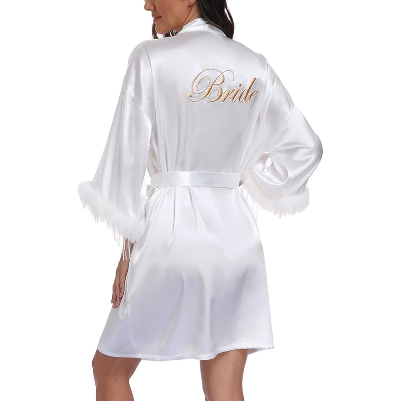 Vestidos De Novia Satin Kimono Women Short Robe Feather Sleeve Bride Wedding Dress Sexy Lingerie Pijama Mujer Bridesmids Gown
Vestidos De Novia Satin Kimono Women Short Robe Feather Sleeve Bride Wedding Dress Sexy Lingerie Pijama Mujer Bridesmids Gown