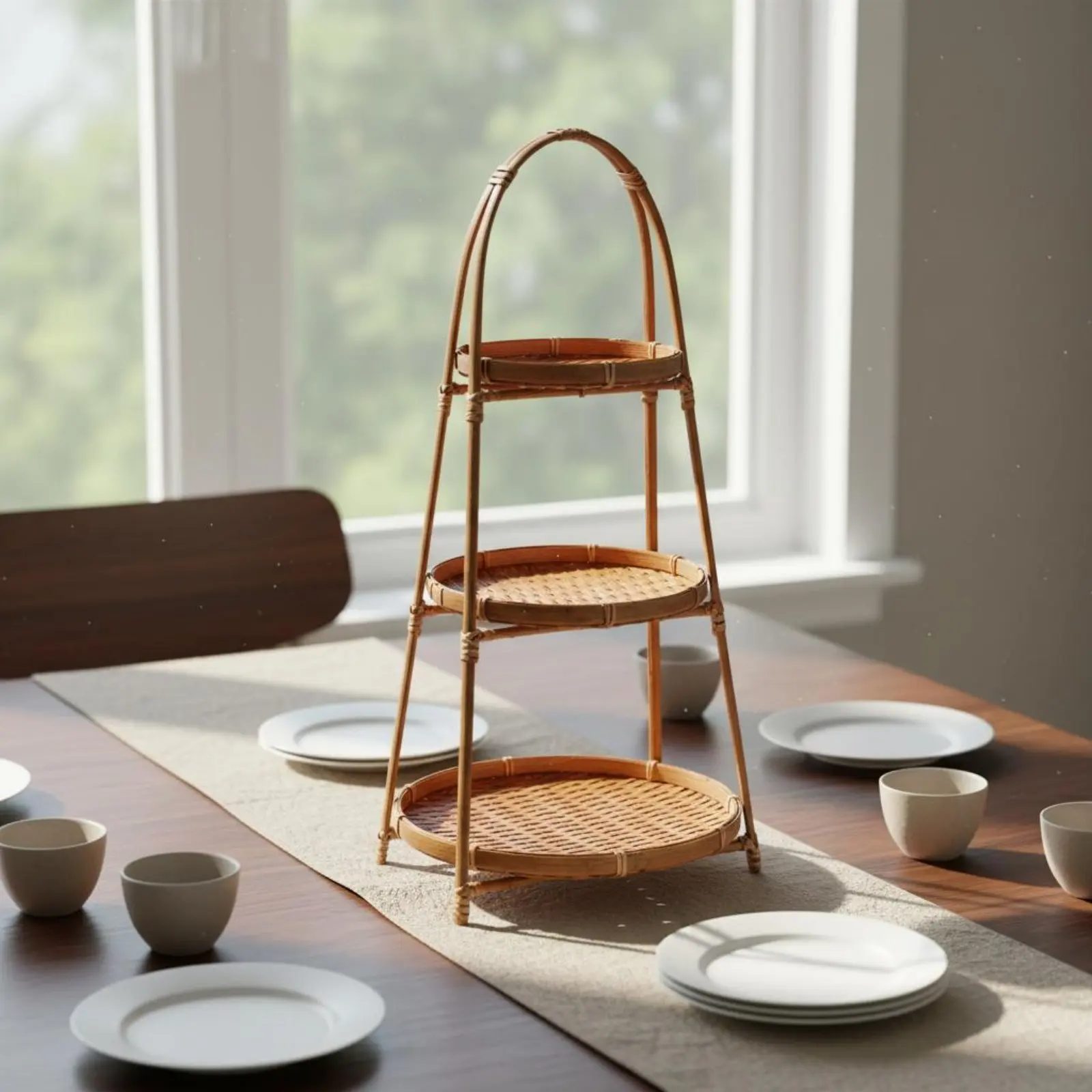 Multi-Tier Woven Food Container Bamboo Serving Stand Featuring Handle Pastry and Snack Serving Rack for Dining Table, Kitchen
Multi-Tier Woven Food Container Bamboo Serving Stand Featuring Handle Pastry and Snack Serving Rack for Dining Table, Kitchen