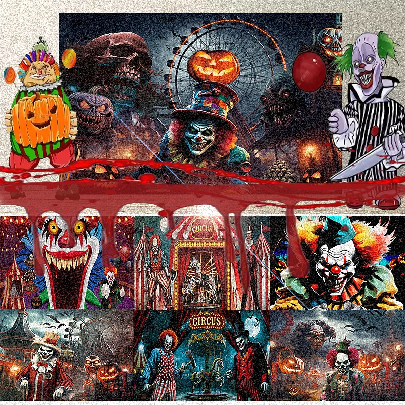 Dewprint Halloween Clown Scary Carnival Backdrop Banner Creepy Background Photography Horror Circus Party Supply Photo Props
Dewprint Halloween Clown Scary Carnival Backdrop Banner Creepy Background Photography Horror Circus Party Supply Photo Props