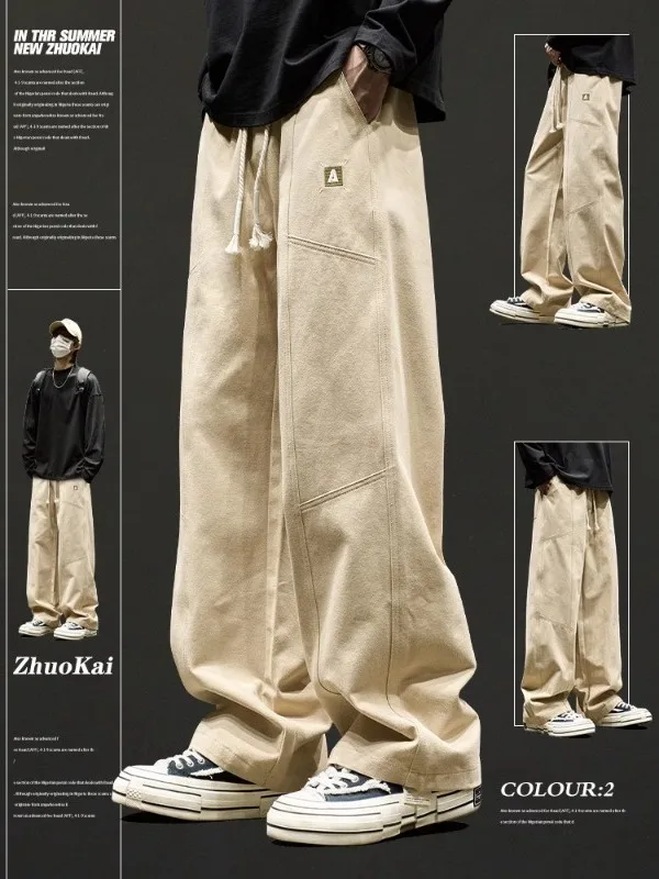 American High Street Style Men's Workwear Pants Spring Autumn Loose Large Size Patchwork Straight Casual Trousers
American High Street Style Men's Workwear Pants Spring Autumn Loose Large Size Patchwork Straight Casual Trousers