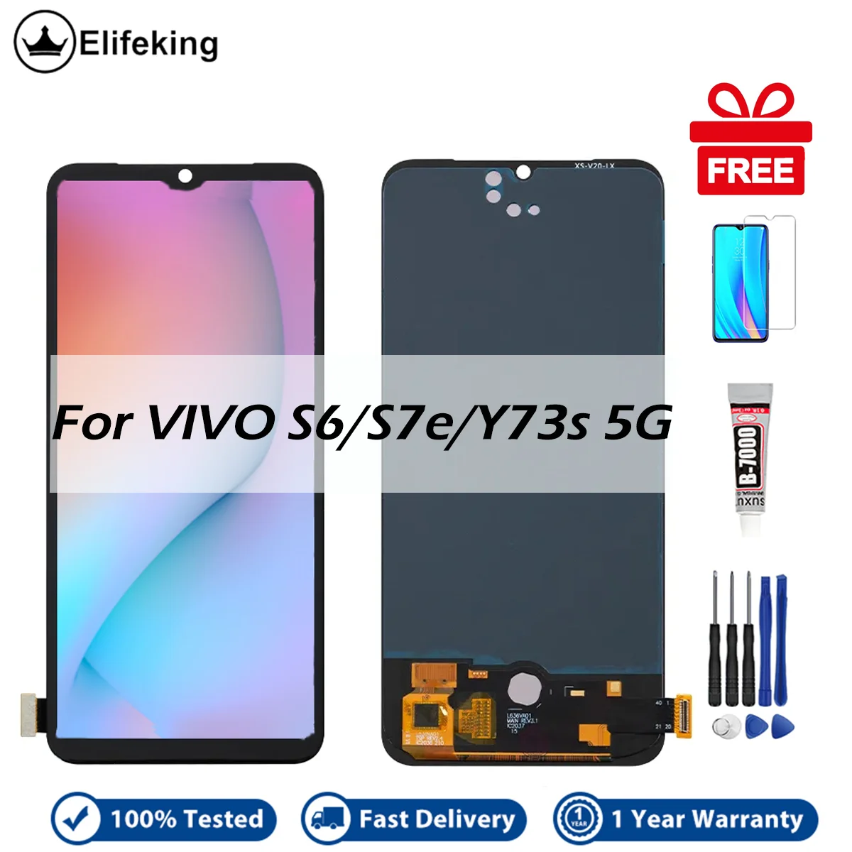 LCD Screen For Vivo S6 S7e Y73s 5G Touch Display Replacement Digitizer Assembly Mobile Phone Accessory Change with Tools Glue
LCD Screen For Vivo S6 S7e Y73s 5G Touch Display Replacement Digitizer Assembly Mobile Phone Accessory Change with Tools Glue