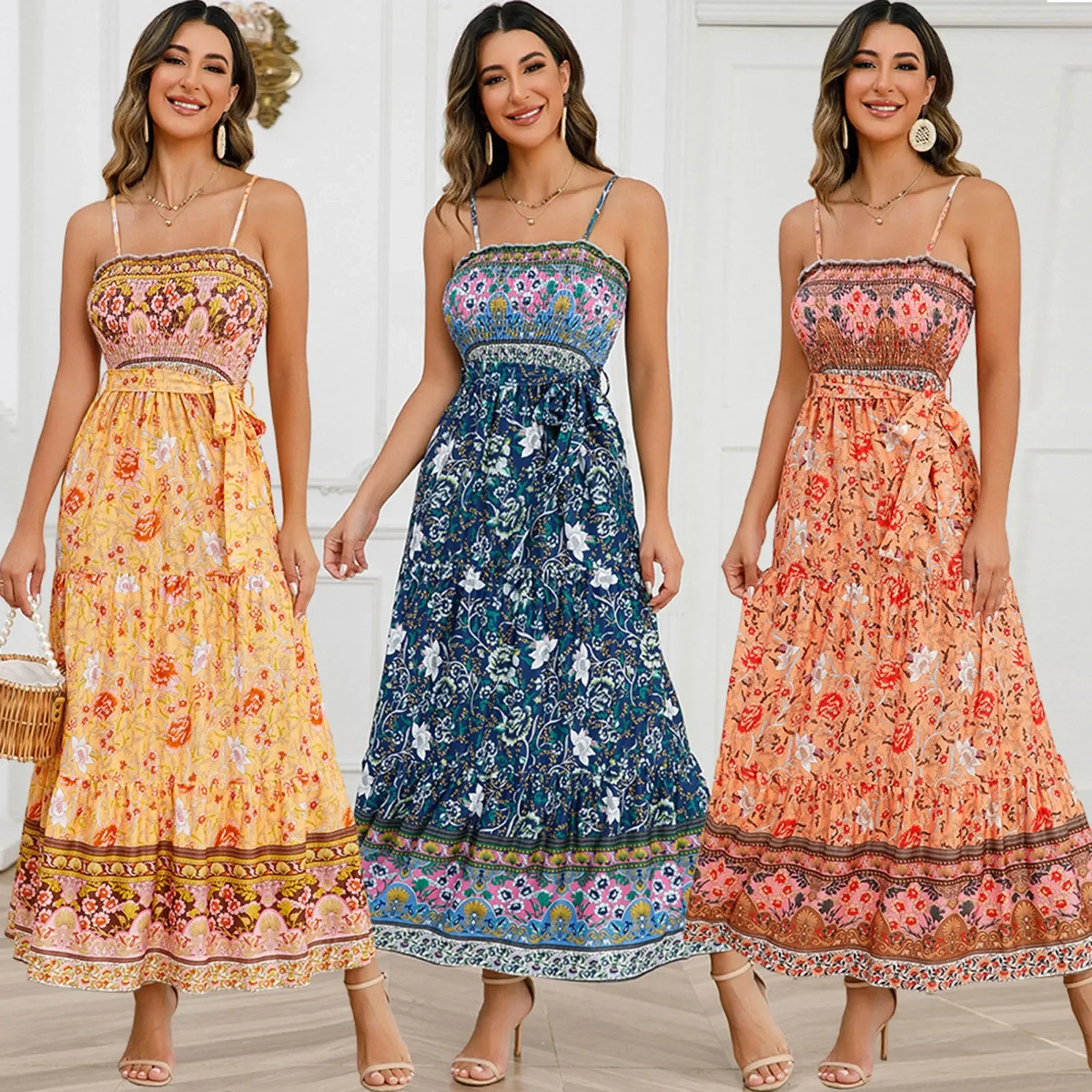 Summer Spaghetti Strap Dress Women Sexy Floral Print Sleeveless Sling Dress Boho Square Neck Beach Party Dress Sundress Robe
Summer Spaghetti Strap Dress Women Sexy Floral Print Sleeveless Sling Dress Boho Square Neck Beach Party Dress Sundress Robe
