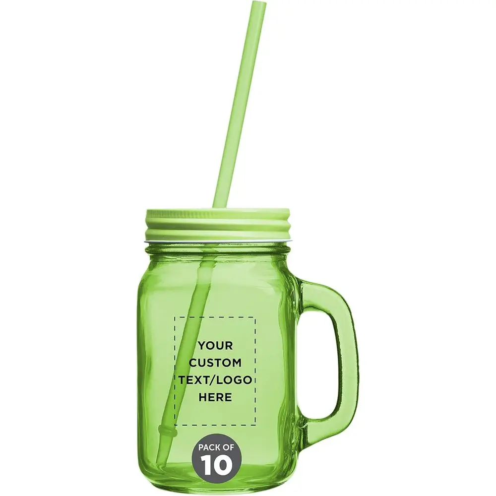 10-Pack 15 oz. Personalized Colored Mason Jars - Green, Custom Text or Logo
10-Pack 15 oz. Personalized Colored Mason Jars - Green, Custom Text or Logo