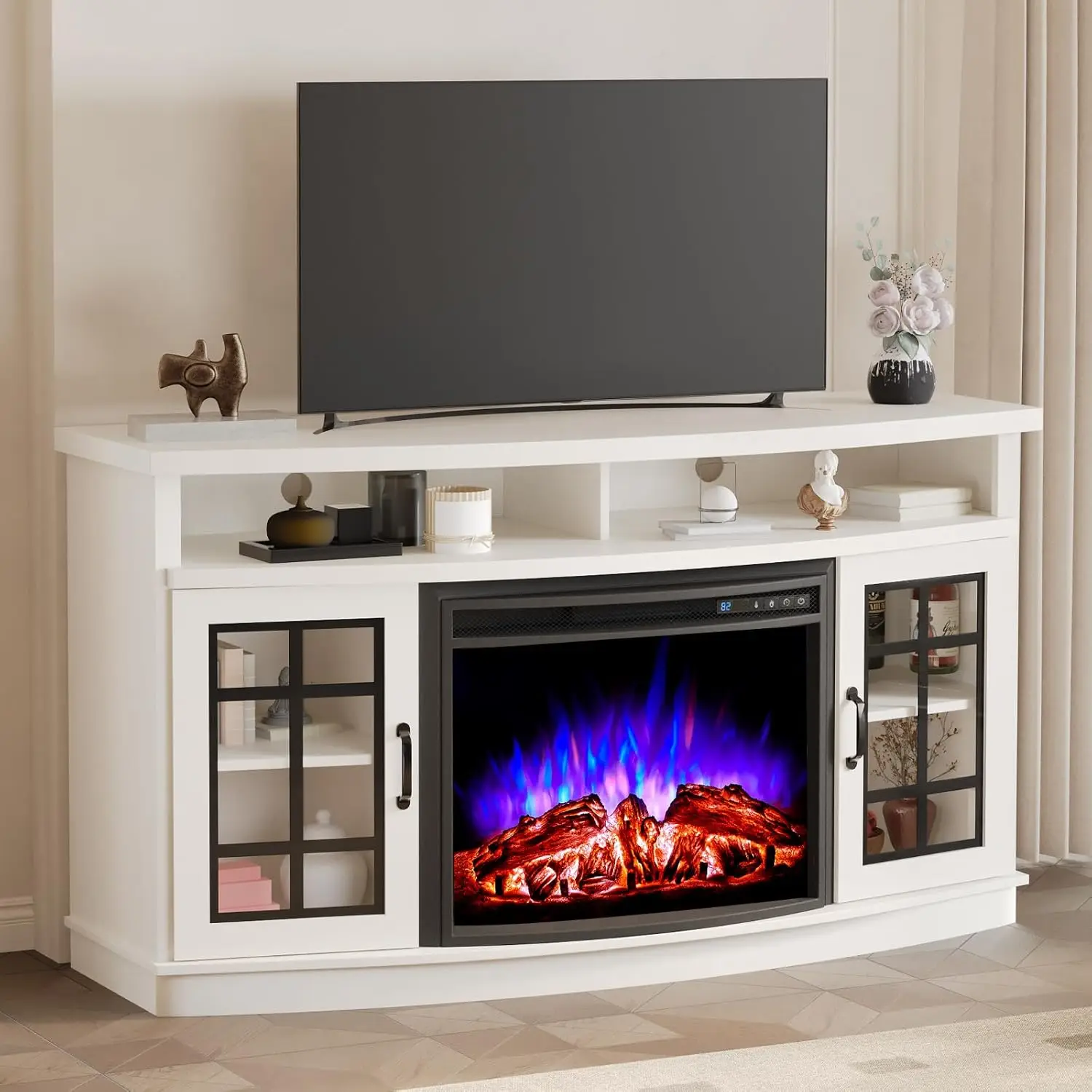 Curved TV Cabinet with 26" Electric Fireplace for TVs up to 65", Media Fireplace TV Console Table with Storage, Customized
Curved TV Cabinet with 26" Electric Fireplace for TVs up to 65", Media Fireplace TV Console Table with Storage, Customized